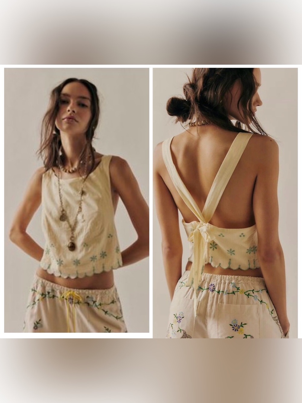 Free People Kayla Solid Embroidered Top. Color Double Butter.